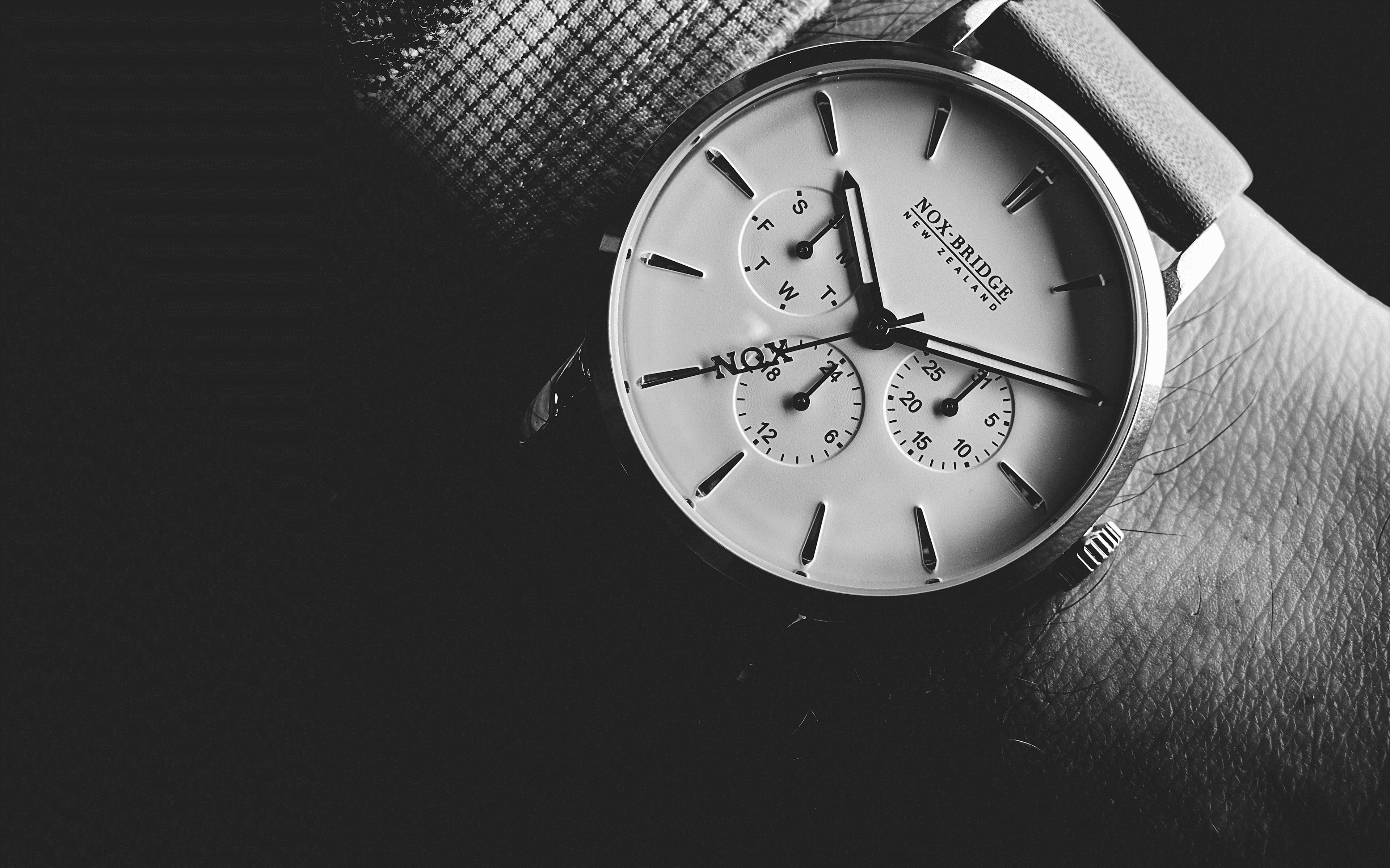 Close-up of a Noxbridge watch face
