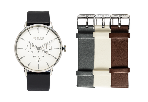 Classic Vegan Leather Silver Collection + Watch