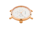 NOX-BRIDGE Classic Alcyone Vegan Grey Leather Strap White Dial 36MM Rose Gold Watch