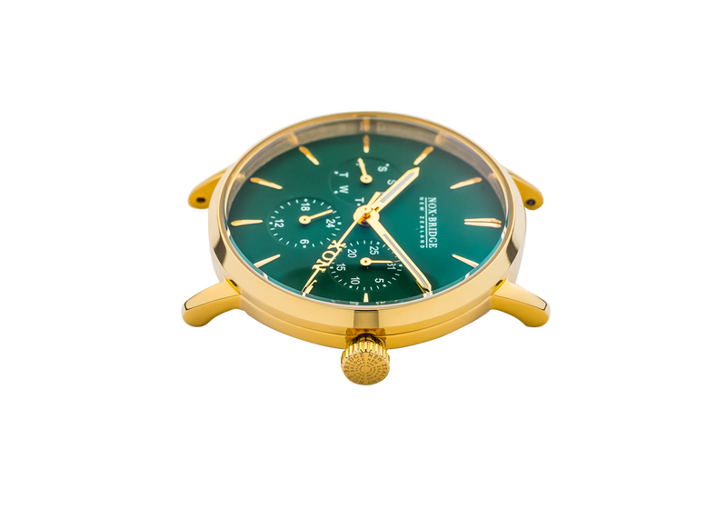 NOX-BRIDGE Classic Vega Viridi Vegan Forest Green Leather Strap Green Dial 36MM Gold Watch