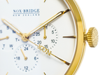 NOX-BRIDGE Classic Alcyone Vegan Grey Leather Strap White Dial 41MM Gold Watch