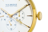 NOX-BRIDGE Classic Capella Vegan Black Leather Strap White Dial 41MM Gold Watch