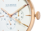 NOX-BRIDGE Classic Capella Vegan Black Leather Strap White Dial 36MM Rose Gold Watch