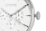 NOX-BRIDGE Classic Alcyone Vegan Grey Leather Strap White Dial 36MM Silver Watch