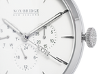 NOX-BRIDGE Classic Capella Vegan Black Leather Strap White Dial 36MM Silver Watch