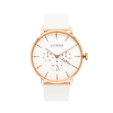 NOX-BRIDGE Classic Meissa Vegan White Leather Strap 41MM Rose Gold Watch