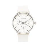 NOX-BRIDGE Classic Meissa Vegan White Leather Strap White Dial 41MM Silver Watch