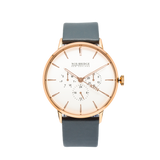 NOX-BRIDGE Classic Alcyone Vegan Grey Leather Strap White Dial 41MM Rose Gold Watch