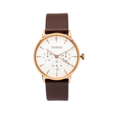 NOX-BRIDGE Classic Izar Vegan Brown Leather Strap White Dial 36MM Rose Gold Watch