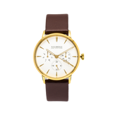 NOX-BRIDGE Classic Izar Vegan Brown Leather Strap White Dial 36MM Gold Watch