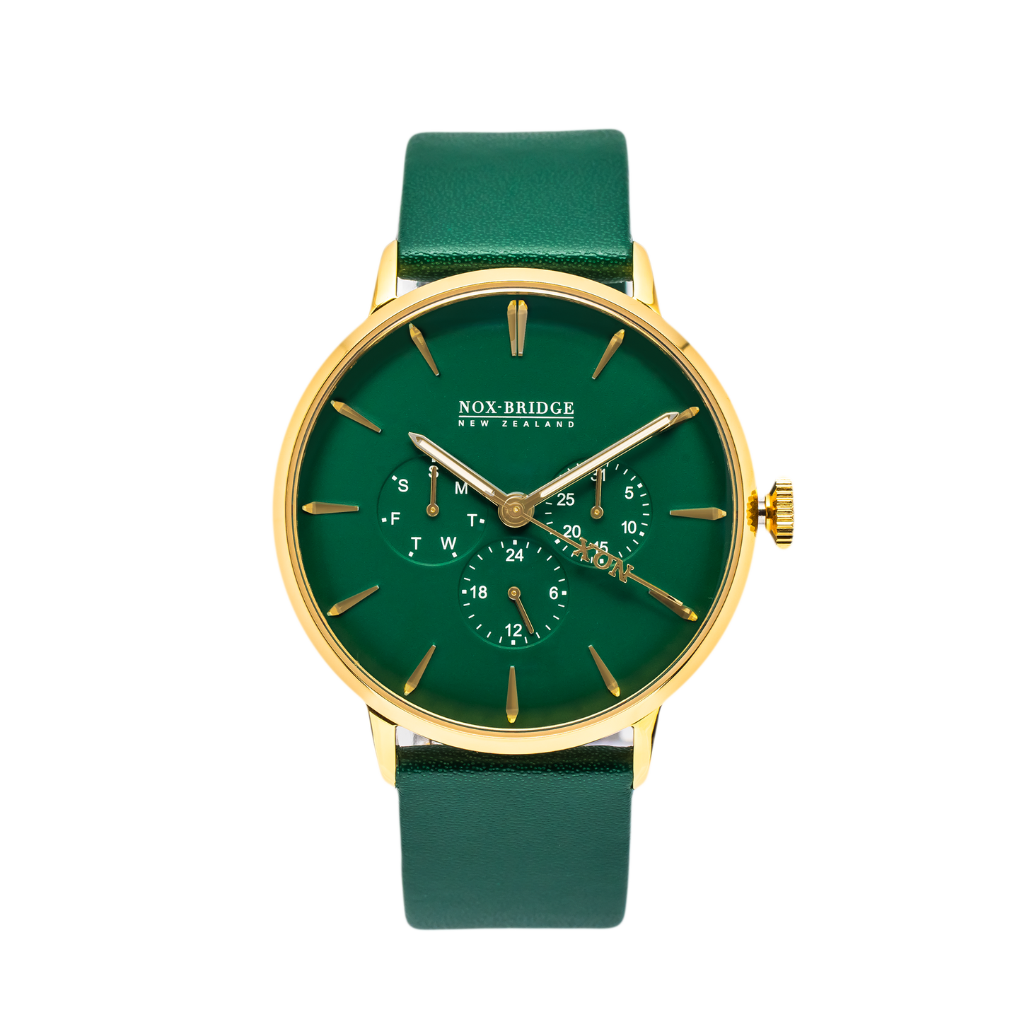 NOX-BRIDGE Classic Vega Viridi Vegan Forest Green Leather Strap Green Dial 41MM Gold Watch