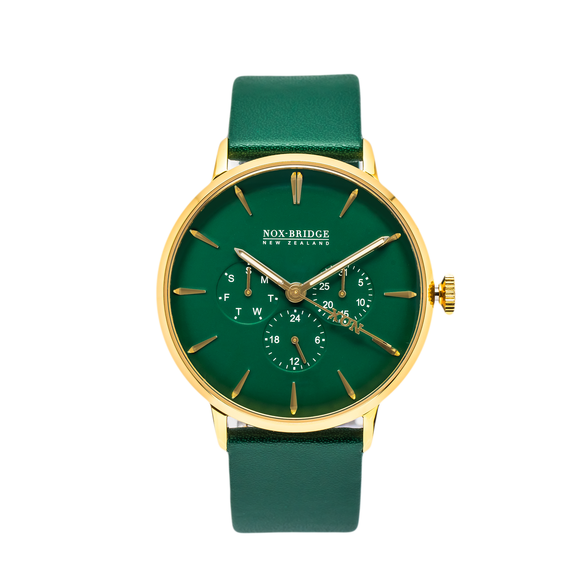 NOX-BRIDGE Classic Vega Viridi Vegan Forest Green Leather Strap Green Dial 41MM Gold Watch