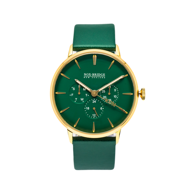 NOX-BRIDGE Classic Vega Viridi Vegan Forest Green Leather Strap Green Dial 41MM Gold Watch